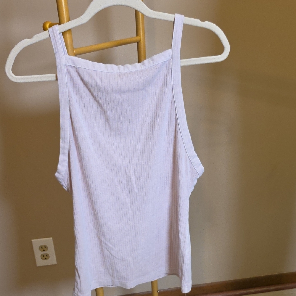 Women's Ribbed Square Neck Tank Top - Light Lavender